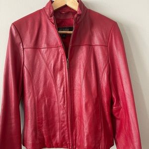 Red leather jacket